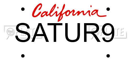 SATUR9 California License Plate