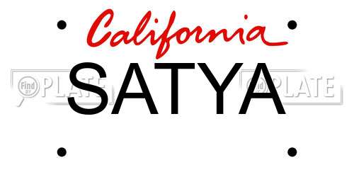 SATYA California License Plate