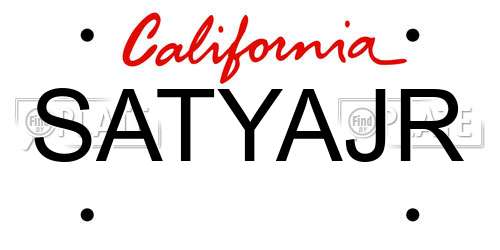 SATYAJR California License Plate