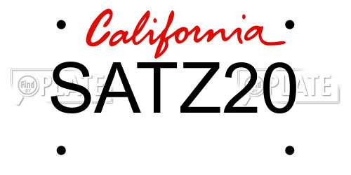 SATZ20 California License Plate