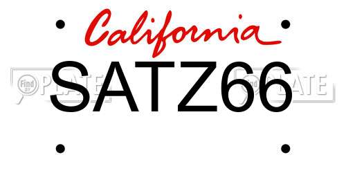 SATZ66 California License Plate