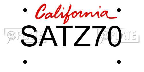 SATZ70 California License Plate