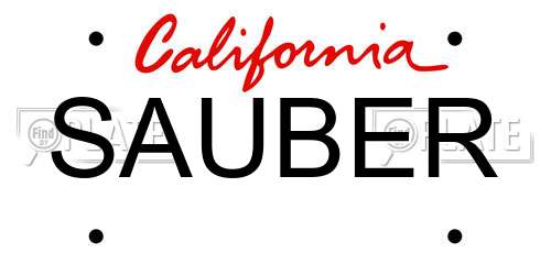 SAUBER California License Plate