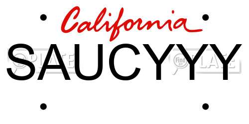SAUCYYY California License Plate