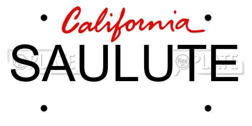 SAULUTE California License Plate
