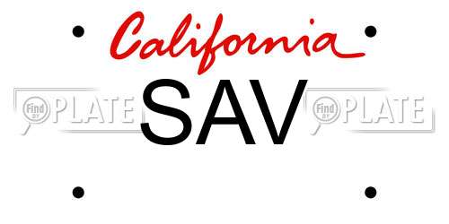 SAV California License Plate