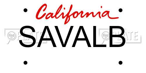 SAVALB California License Plate