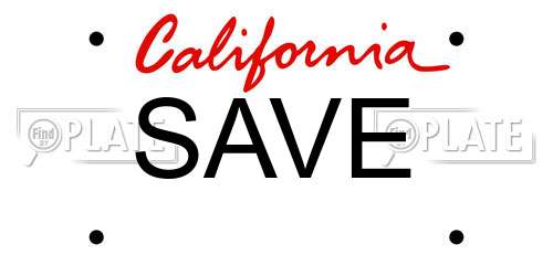 SAVE California License Plate