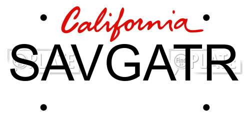 SAVGATR California License Plate