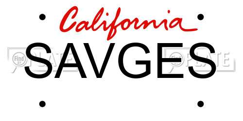 SAVGES California License Plate