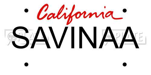 SAVINAA California License Plate