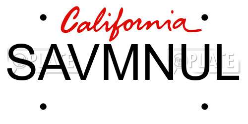 SAVMNUL California License Plate