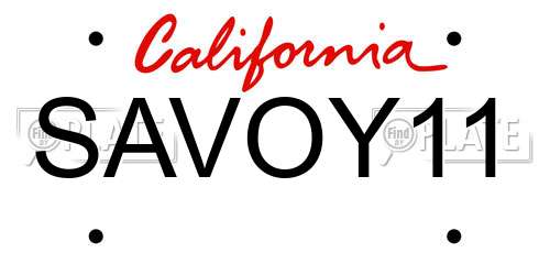 SAVOY11 California License Plate
