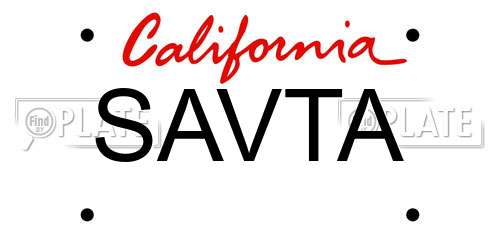 SAVTA California License Plate