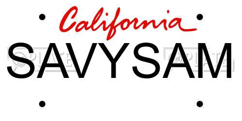 SAVYSAM California License Plate