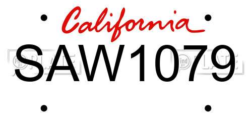 SAW1079 California License Plate