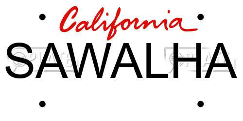 SAWALHA California License Plate