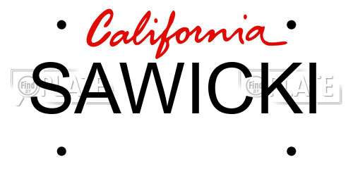SAWICKI California License Plate