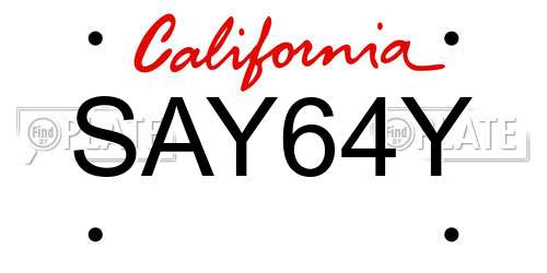 SAY64Y California License Plate