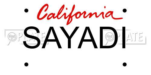 SAYADI California License Plate
