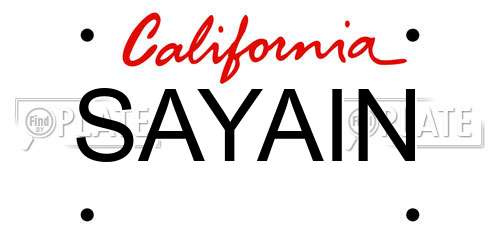 SAYAIN California License Plate