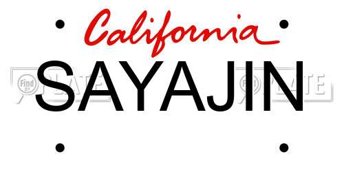 SAYAJIN California License Plate