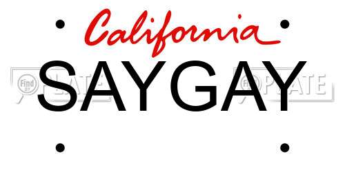 SAYGAY California License Plate