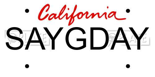 SAYGDAY California License Plate