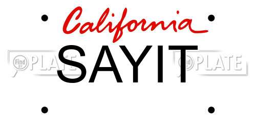 SAYIT California License Plate