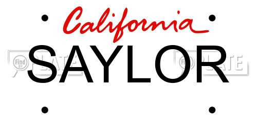 SAYLOR California License Plate
