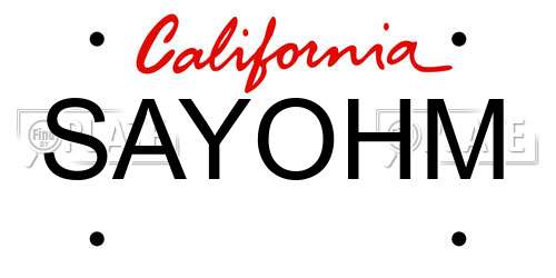 SAYOHM California License Plate