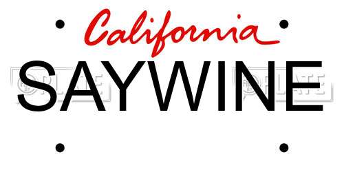 SAYWINE California License Plate