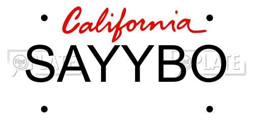 SAYYBO California License Plate