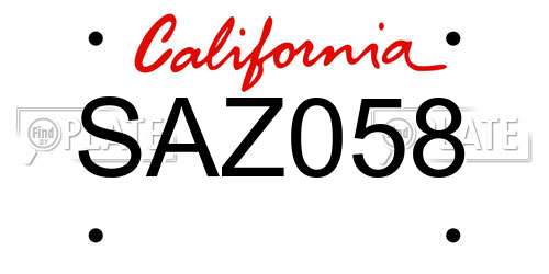 SAZ058 California License Plate