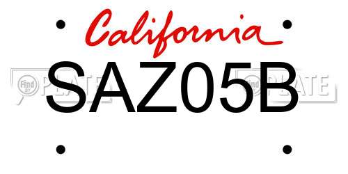 SAZ05B California License Plate