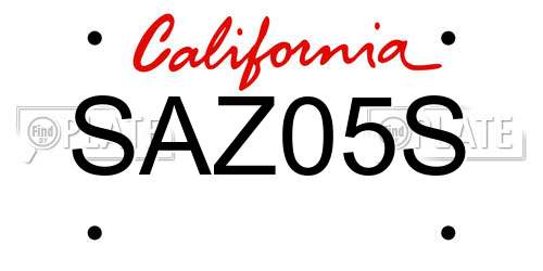 SAZ05S California License Plate
