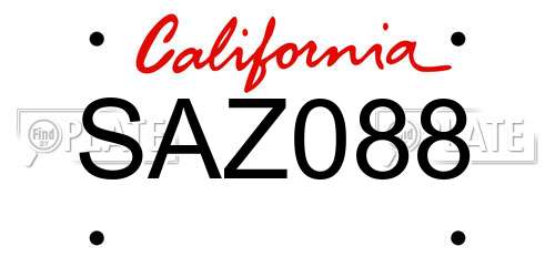 SAZ088 California License Plate
