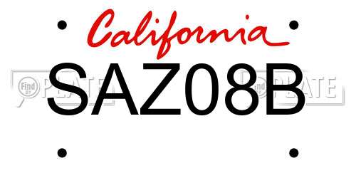 SAZ08B California License Plate