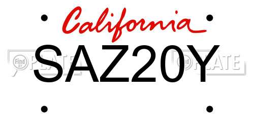 SAZ20Y California License Plate