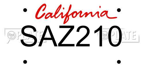 SAZ210 California License Plate