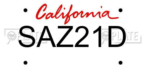 SAZ21D California License Plate