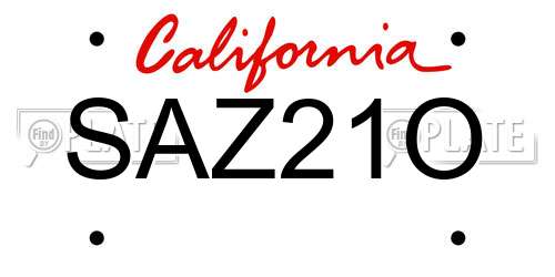 SAZ21O California License Plate