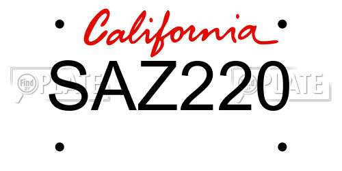 SAZ220 California License Plate