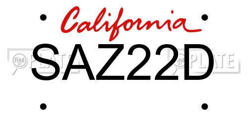 SAZ22D California License Plate
