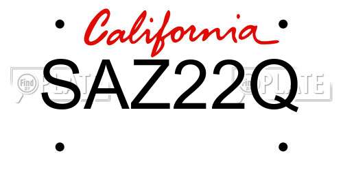 SAZ22Q California License Plate