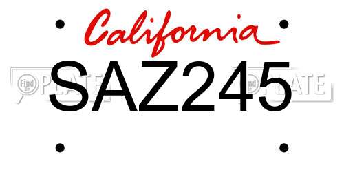 SAZ245 California License Plate