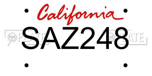 SAZ248 California License Plate