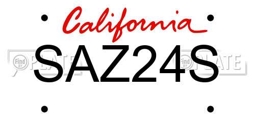 SAZ24S California License Plate
