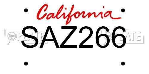 SAZ266 California License Plate
