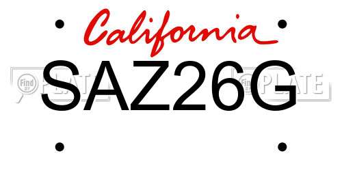 SAZ26G California License Plate